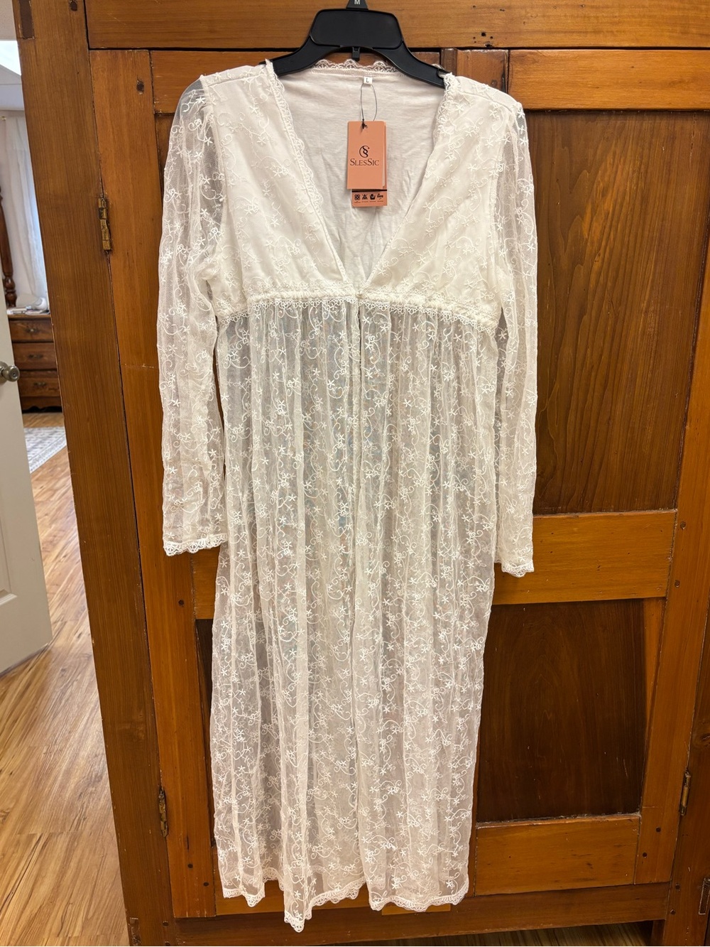 White Lace Long Robe - Size L